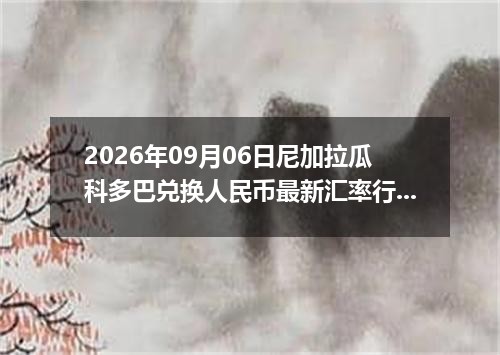 2026年09月06日尼加拉瓜科多巴兑换人民币最新汇率行情
