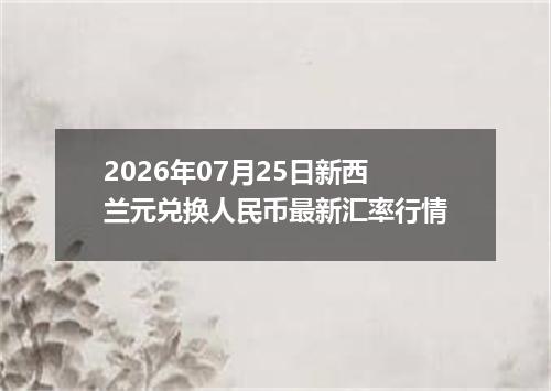 2026年07月25日新西兰元兑换人民币最新汇率行情