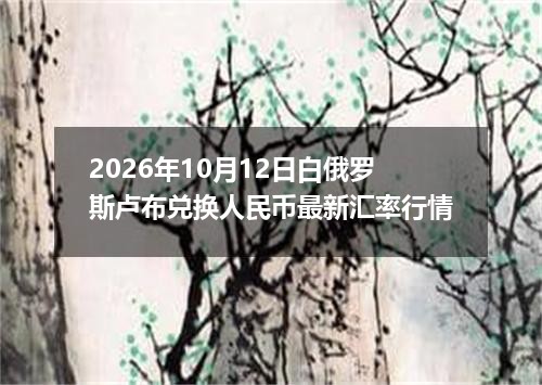 2026年10月12日白俄罗斯卢布兑换人民币最新汇率行情
