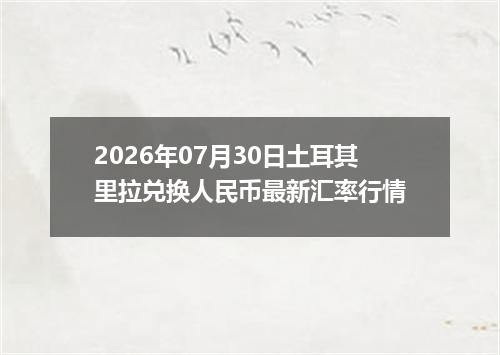 2026年07月30日土耳其里拉兑换人民币最新汇率行情