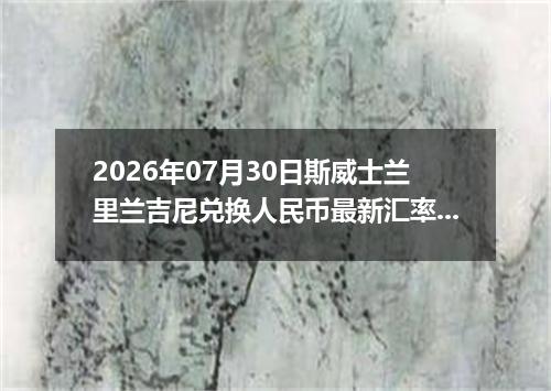 2026年07月30日斯威士兰里兰吉尼兑换人民币最新汇率行情