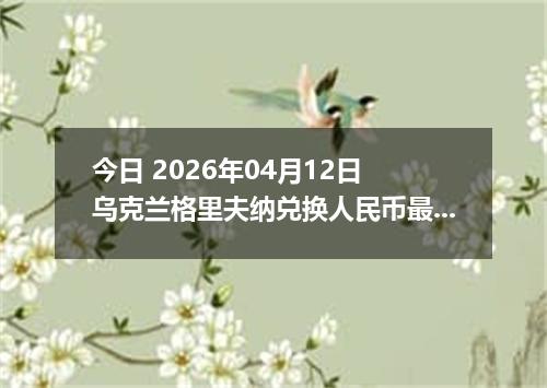 今日 2026年04月12日 乌克兰格里夫纳兑换人民币最新汇率行情