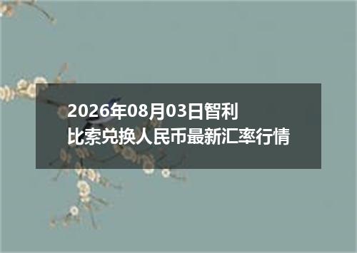 2026年08月03日智利比索兑换人民币最新汇率行情