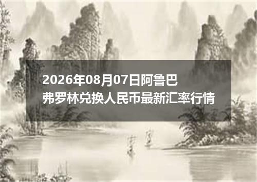 2026年08月07日阿鲁巴弗罗林兑换人民币最新汇率行情