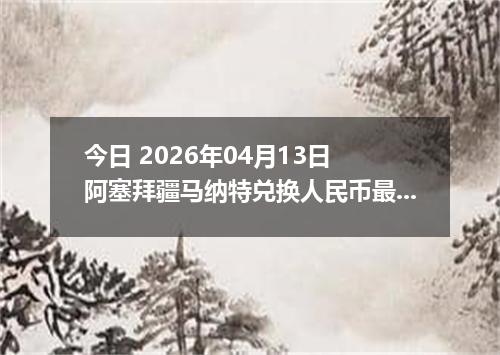 今日 2026年04月13日 阿塞拜疆马纳特兑换人民币最新汇率行情