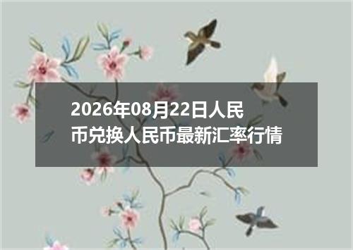 2026年08月22日人民币兑换人民币最新汇率行情