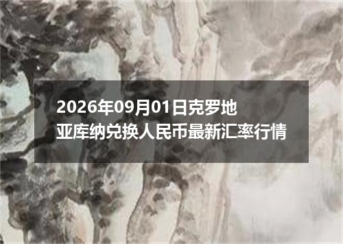 2026年09月01日克罗地亚库纳兑换人民币最新汇率行情